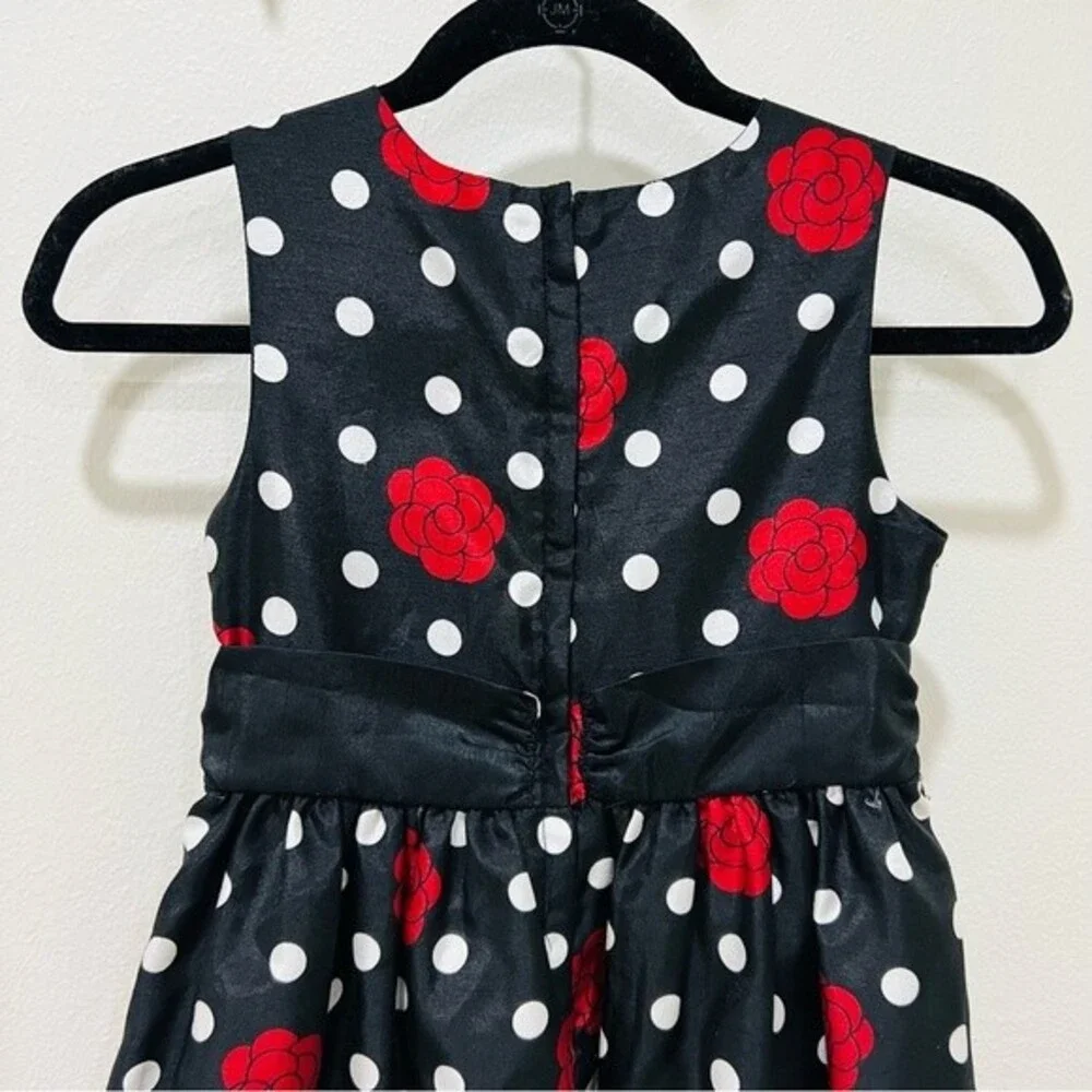 Crazy 8 Floral Black & White Polka Dot Sleeveless Dress in Girl's Size 8